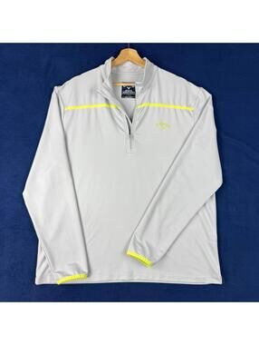 Callaway 1/4 Zip Pullover Golf Gray Neon Men L Stretch Quick Dry Weather Series